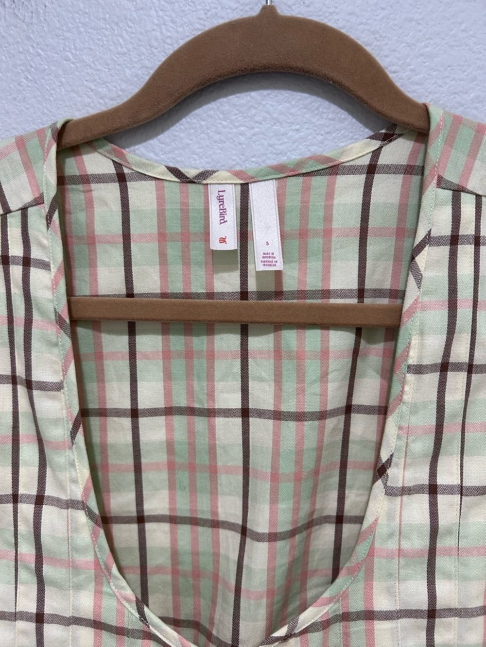 Anthropologie Plaid Tie-Front Sleeveless Camisole - Beige Plaid - Picture 6 of 9